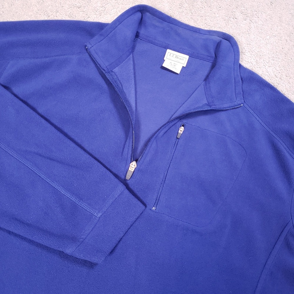 LL Bean 1/4 Zip Pullover Fleece Sweater Blue Mens XL Outdoor 0BVM2